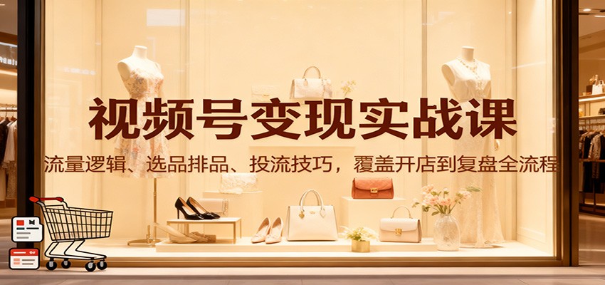 视频号变现实战课：流量逻辑、选品排品、投流技巧，覆盖开店到复盘全流程-千汇网创