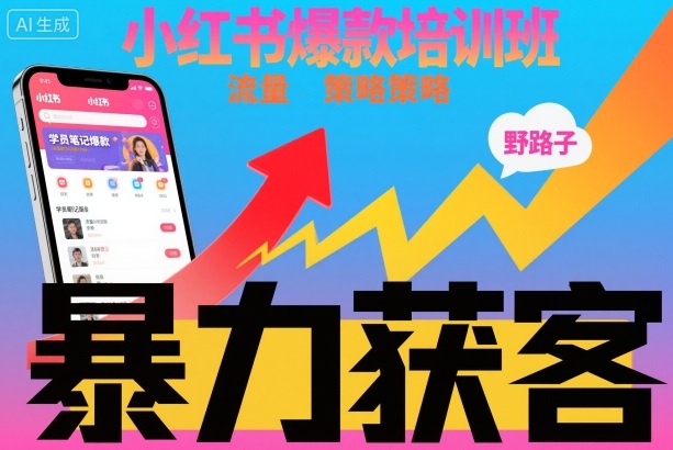 小红书爆款培训班，小红书获客野路子流量打法，暴力持续获客-千汇网创