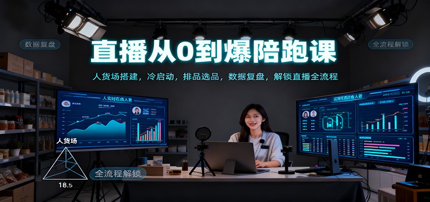 直播从0到爆陪跑课：人货场搭建，冷启动，排品选品，数据复盘，解锁直播全流程-千汇网创