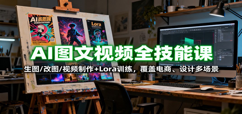 AI图文视频全技能课：生图/改图/视频制作+Lora训练，覆盖电商 、设计多场景-千汇网创