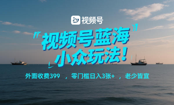 视频号蓝海小众玩法！外面收费399，零门槛日入3张+，老少皆宜-千汇网创