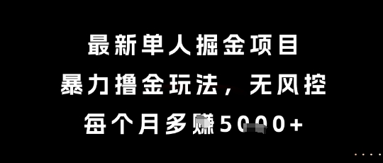 最新单人掘金项目，暴力撸金玩法，无风控，每个月多挣5k+【揭秘】-千汇网创