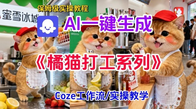 Coze扣子工作流一键生成胖橘猫打工短视频，保姆级实操搭建教学-千汇网创