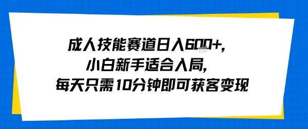 成人技能赛道日入多张，小白新手适合入局，每天只需10分钟即可获客变现-千汇网创