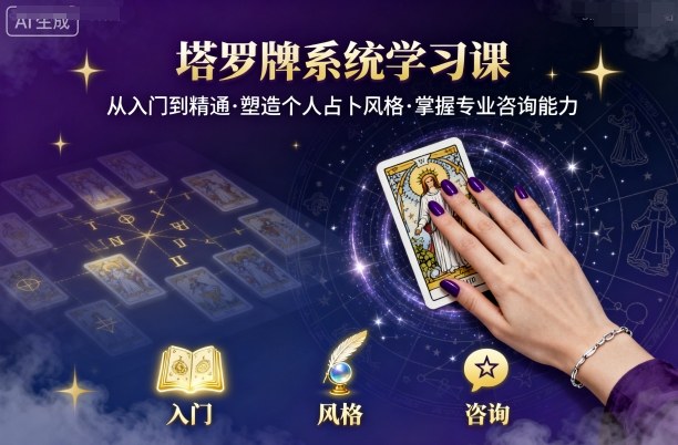 塔罗牌系统学习课，助你从入门到精通，塑造个人占卜风格，掌握专业咨询能力-千汇网创