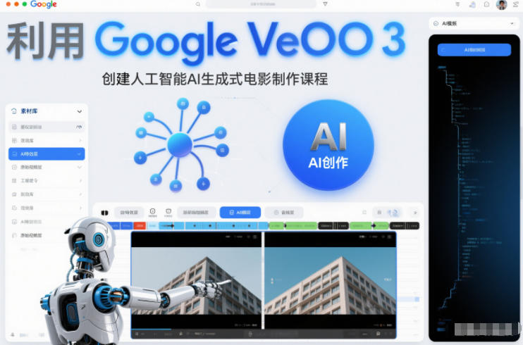 利l用Google Veo 3创建人工智能AI生成式电影制作课程，使用人工智能的力量创建令人惊叹的视频-千汇网创