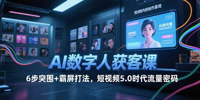 AI数字人获客课，6步突围+霸屏打法，短视频5.0时代流量密码-千汇网创