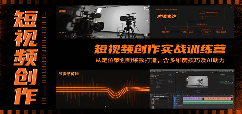 短视频创作实战训练营：从定位策划到爆款打造，含多维度技巧及AI助力-千汇网创