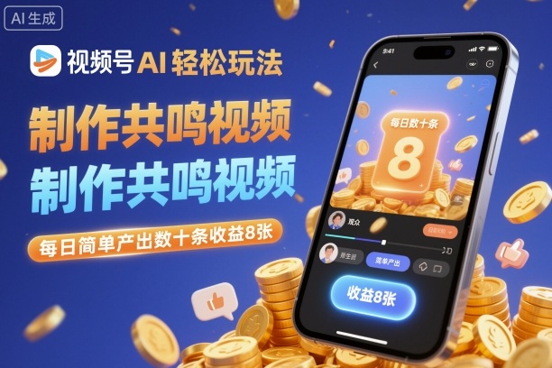 视频号AI轻松玩法，制作共鸣视频，每日简单产出数十条收益8张-千汇网创