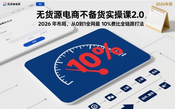 无货源电商不备货实操课2.0，2026年布局，从0到1全网最低10%费比全链路打法【更新】-千汇网创