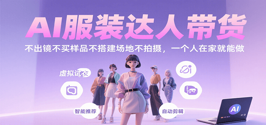 AI服装达人带货，不出镜不买样品不搭建场地不拍摄，一个人在家就能做-千汇网创