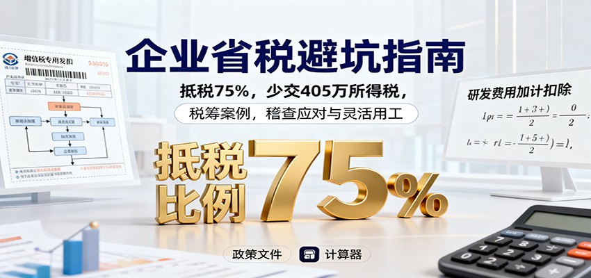 企业省税避坑指南：抵税75%，少交405万所得税，税筹案例，稽查应对与灵活用工-千汇网创