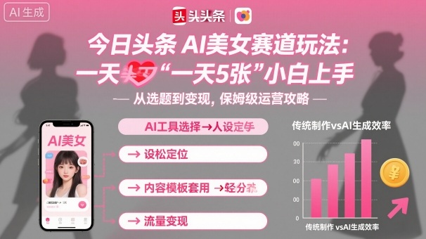 今日头条AI美女赛道玩法，一天轻松5张，小白轻松上手-千汇网创