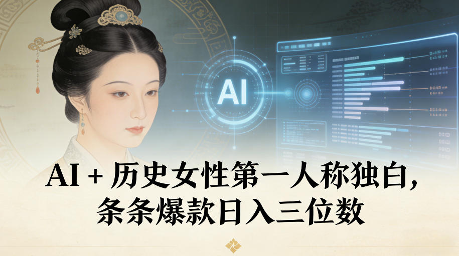 AI+历史女性第一人称独白，条条爆款日入三位数-千汇网创