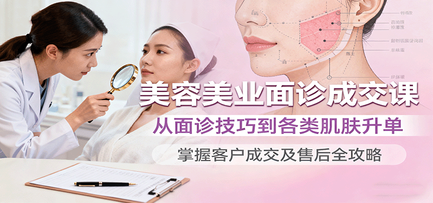 美容美业面诊成交课，从面诊技巧到各类肌肤升单，掌握客户成交及售后全攻略-千汇网创