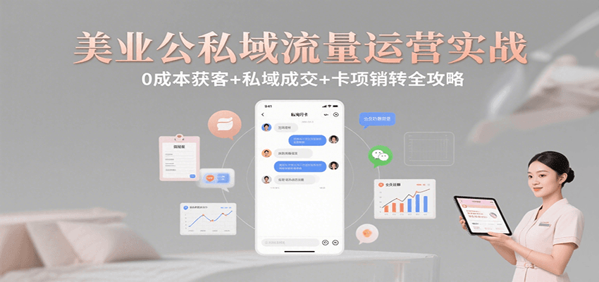 美业公私域流量运营实战：0成本获客+私域成交+卡项销转全攻略-千汇网创