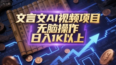 文言文AI视频项目，无脑操作，日入1K以上-千汇网创