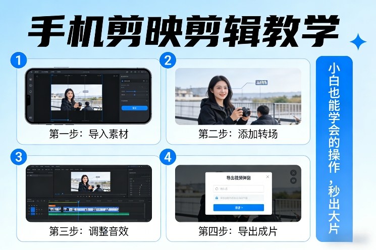 手机剪映剪辑教学，小白也能学会的操作，秒出大片-千汇网创