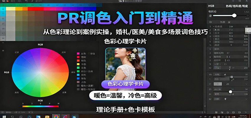 PR调色入门到精通：从色彩理论到案例实操，婚礼/医美/美食多场景调色技巧-千汇网创