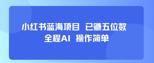 小红书蓝海项目，全程AI，操作简单，已挣五位数-千汇网创