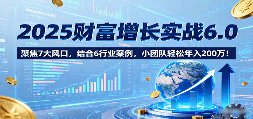 2025财富增长实战6.0，聚焦7大风口，结合6行业案例，小团队轻松年入200万！-千汇网创