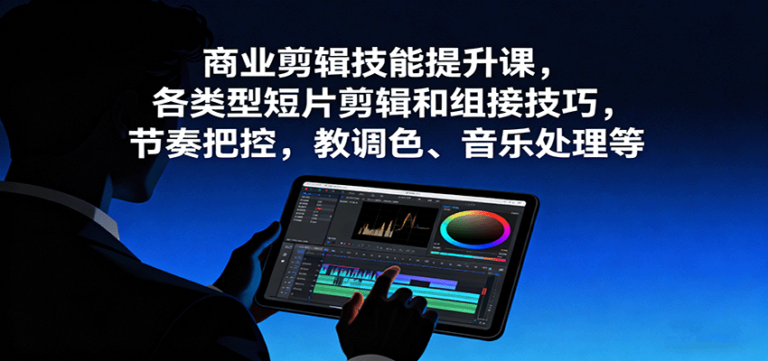 商业剪辑技能提升课，各类型短片剪辑和组接技巧，节奏把控，教调色、音乐处理等-千汇网创