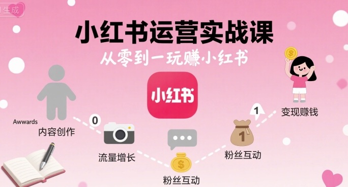 小红书运营实战课，从零到一玩賺小红书-千汇网创