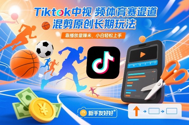 Tiktok中视频体育赛道混剪原创长期玩法，靠播放量賺米，小白轻松上手-千汇网创