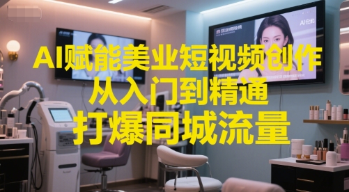 AI赋能美业短视频创作，从入门到精通，打爆同城流量，超级AI工具短视频实操落地-千汇网创