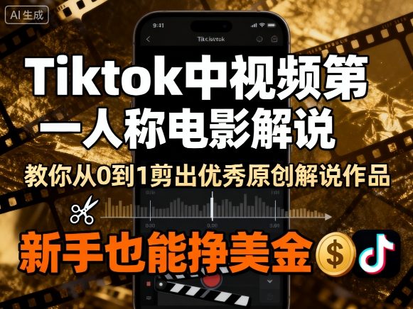 Tiktok中视频第一人称电影解说，教你从0到1剪出一个优秀的原创解说作品，新手也能挣美金-千汇网创