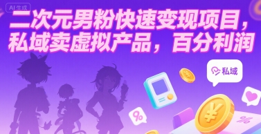 二次元男粉快速变现项目，私域卖虚拟产品，百分利润-千汇网创