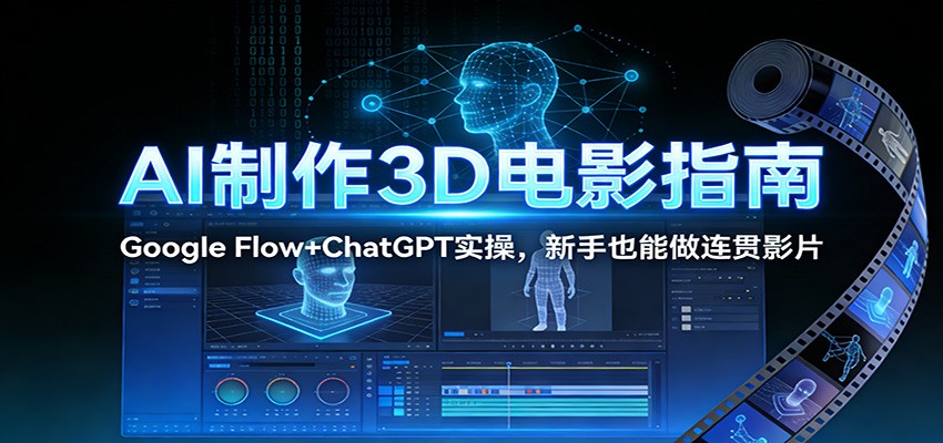AI制作3D电影指南：Google Flow+ChatGPT实操，新手也能做连贯影片-千汇网创