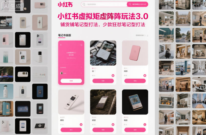 小红书虚拟矩阵玩法3.0，铺货铺笔记型打法，少款狂怼笔记型打法-千汇网创