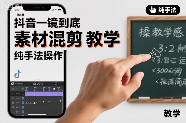 抖音一镜到底素材混剪教学，纯手法操作-千汇网创