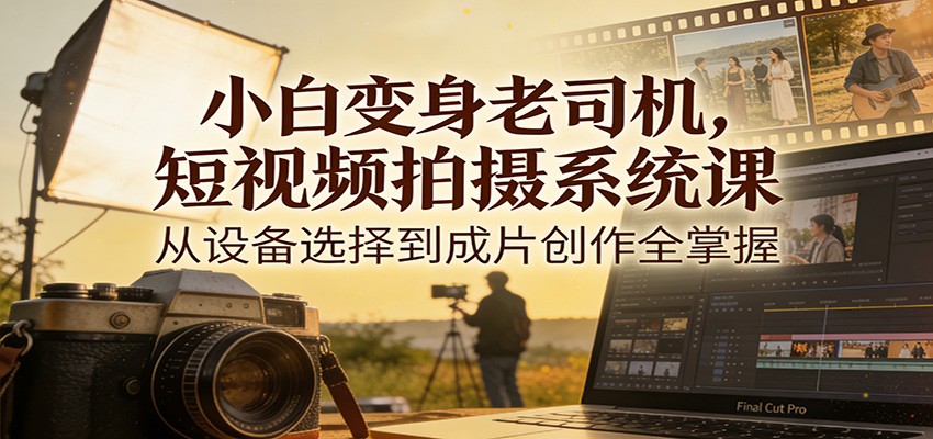 小白变身老司机，短视频拍摄系统课，从设备选择到成片创作全掌握-千汇网创