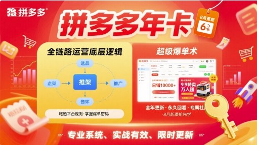 拼多多年卡，拼多多全链路运营底层逻辑，超级爆单术【更新10月】-千汇网创