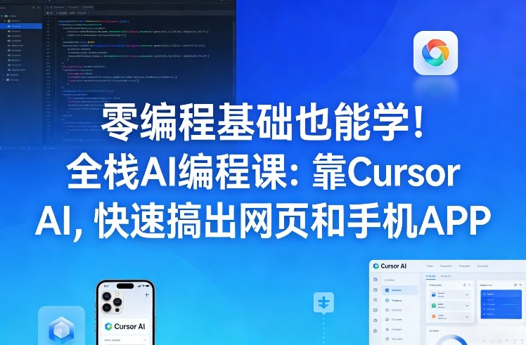 零编程基础也能学！全栈AI编程课：靠Cursor AI，快速搞出网页和手机APP-千汇网创