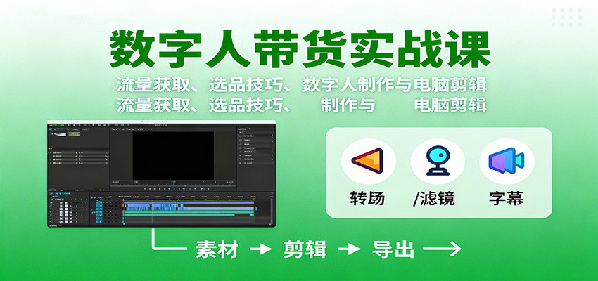 数字人变现实战课：流量获取、选品技巧、数字人制作与电脑剪辑-千汇网创