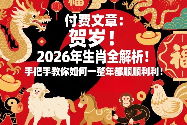 付费文章：贺岁！2026年生肖全解析！手把手教你如何一整年都顺顺利利！-千汇网创