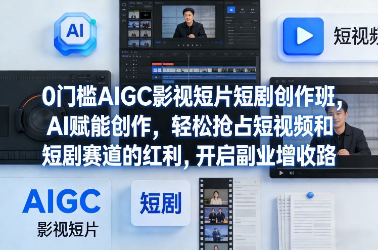 0门槛AIGC影视短片短剧创作班，AI赋能创作，轻松抢占短视频和短剧赛道的红利，开启副业增收路-千汇网创
