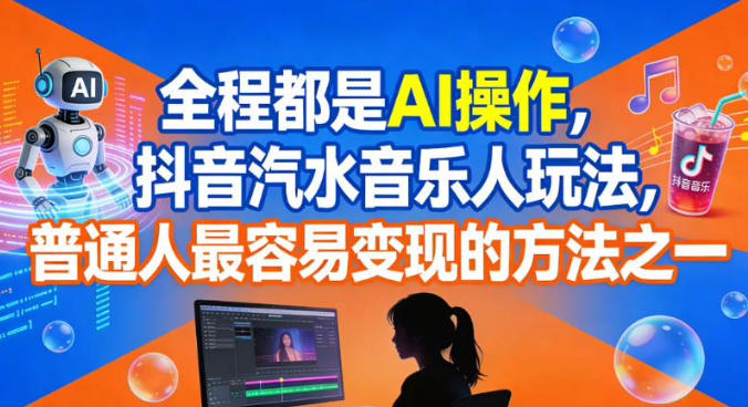 全程都是AI操作，抖音汽水音乐人玩法，普通人最容易变现的方法之一-千汇网创