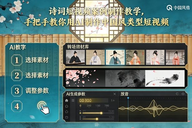 古诗词短视频案例制作教学，手把手教你用AI制作中国风类型短视频-千汇网创
