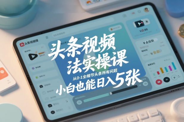 头条视频玩法实操课，从0-1全细节头条所有问题，小白也能日入5张-千汇网创