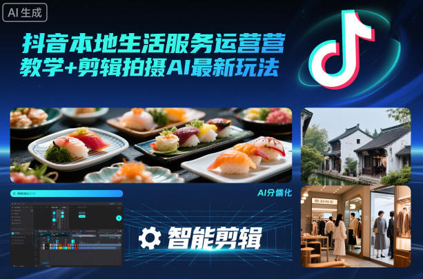 抖音本地生活服务运营教学+剪辑拍摄AI最新玩法-千汇网创