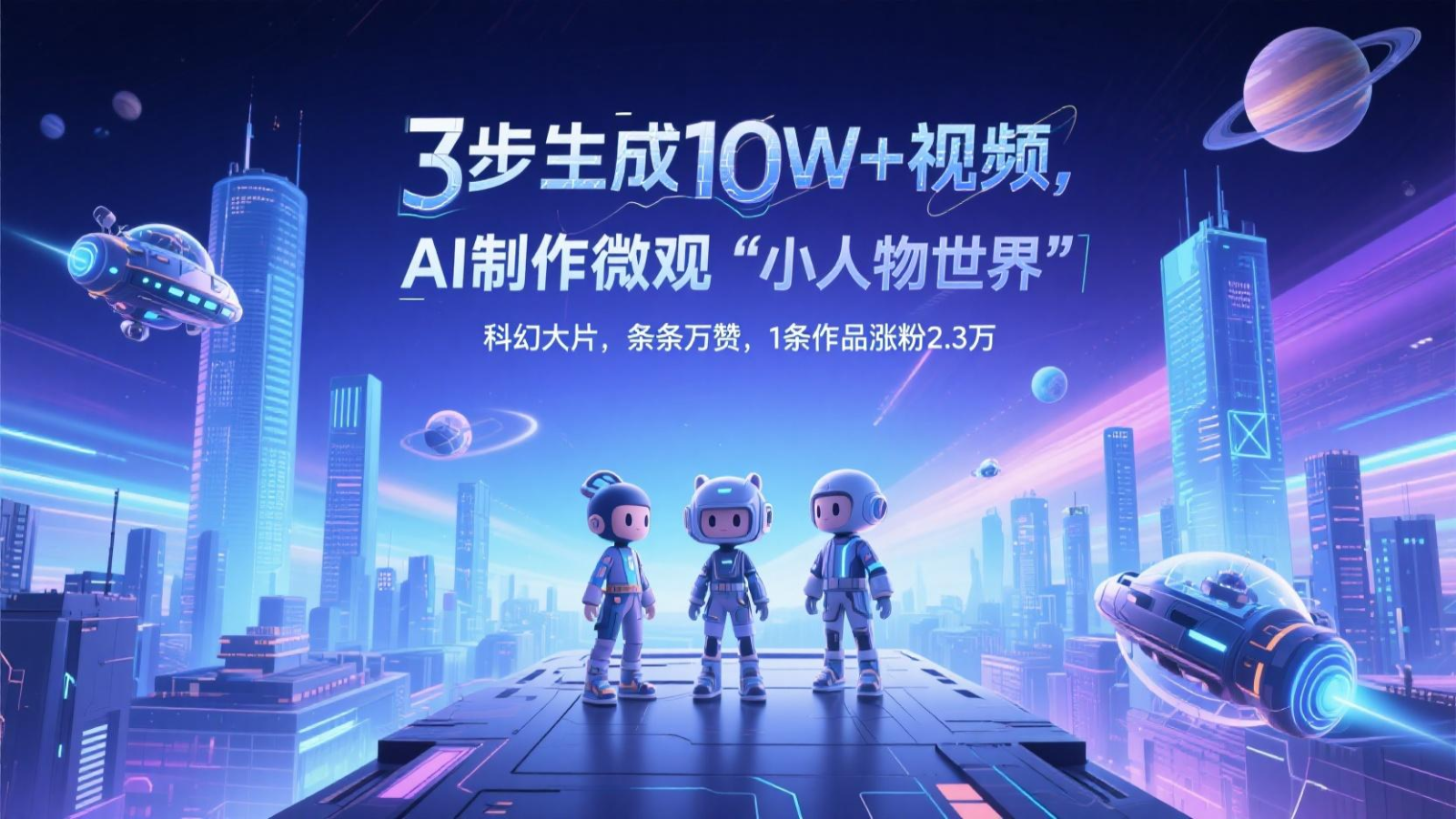 三步生成10W+视频，AI制作微观“小人物世界”科幻大片，条条万赞，1条作品涨粉2.3万-千汇网创