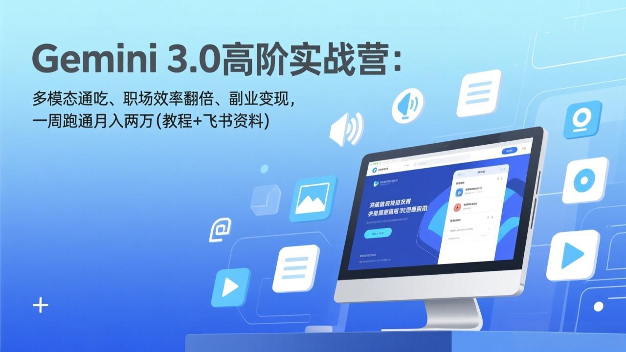 Gemini 3.0高阶实战营：多模态通吃、职场效率翻倍、副业变现，一周跑通月入两万(教程+飞书资料-千汇网创