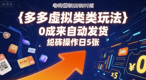 多多虚拟类目玩法，0成本全自动发货，矩阵操作日5张-千汇网创