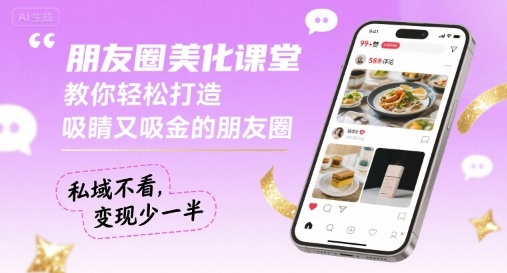 朋友圈美化课堂，教你轻松打造，吸睛又吸金的朋友圈，私域不看，变现少一半-千汇网创