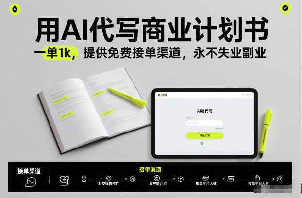 用AI代写商业计划书，一单1k，提供免费接单渠道，永不失业副业-千汇网创