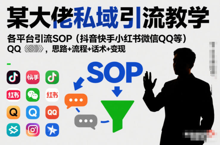 某大佬私域引流教学，各平台引流SOP(抖音快手小红书微信QQ等)，思路+流程+话术+变现-千汇网创